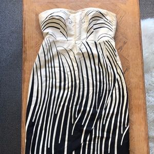 Strapless Anthropologie black and gold dress